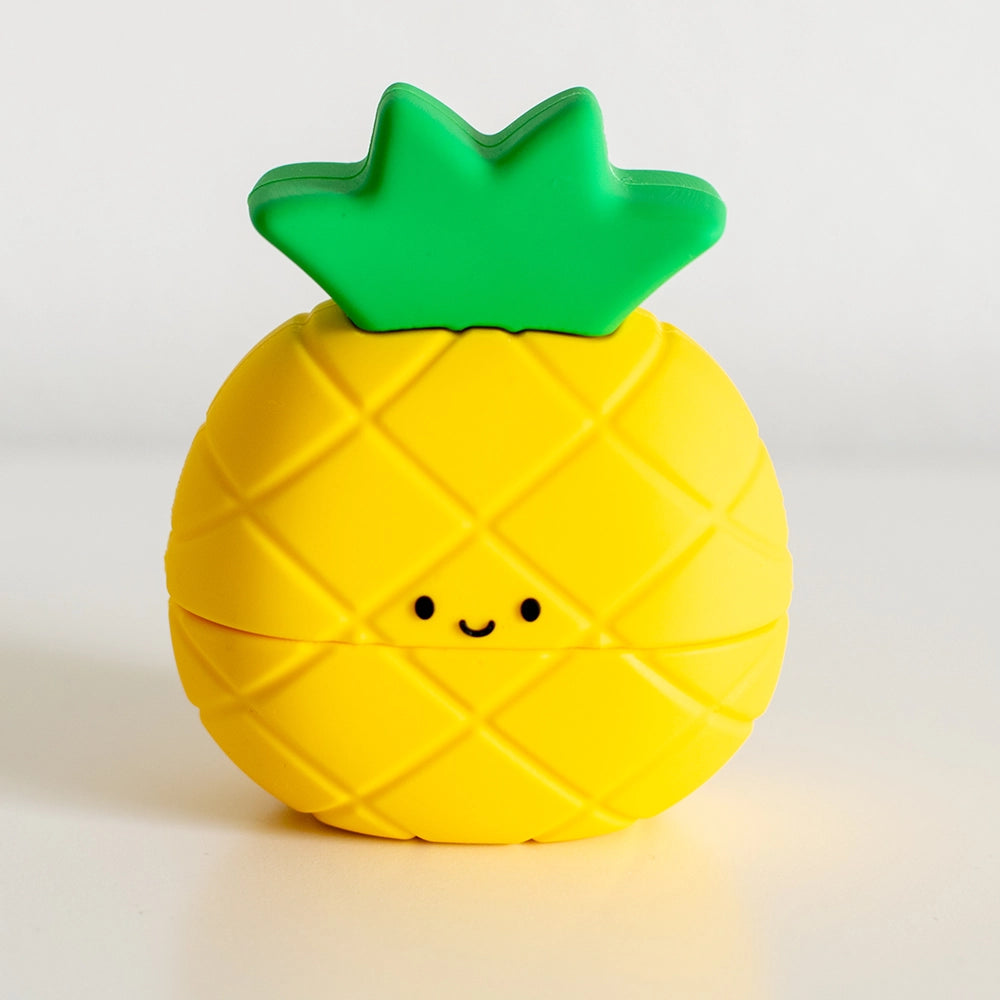 Piney Pineapple name stamp designed like a yellow pineapple with green top